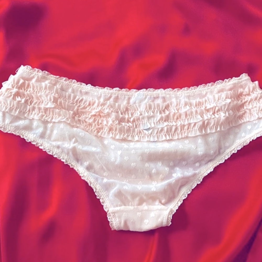 Rare VS Sexy‎ Little Things Panty Pink Beige Ruffle Bikini Panties Small
